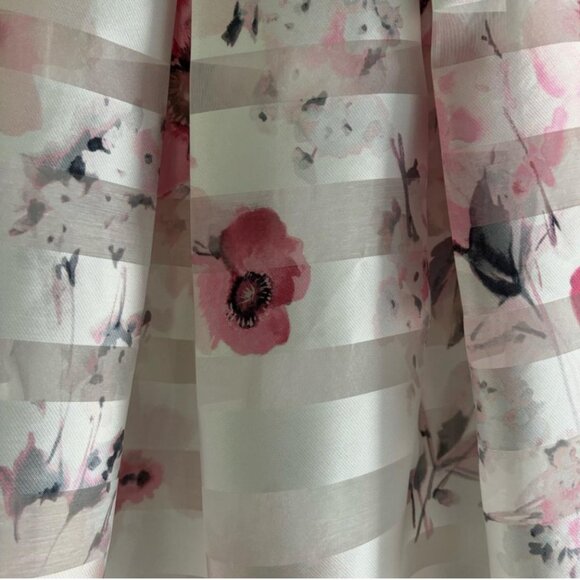 WHBM Satin Shadow Stripe Floral Full Skirt in Pink Tint - Picture 4 of 6